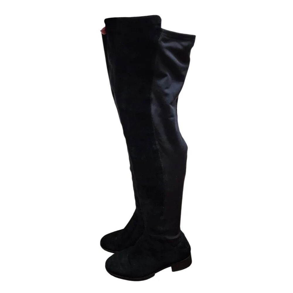 Tory Burch Caitlin Stretch Suede Over-The-Knee Boots, Black Size 7  $550